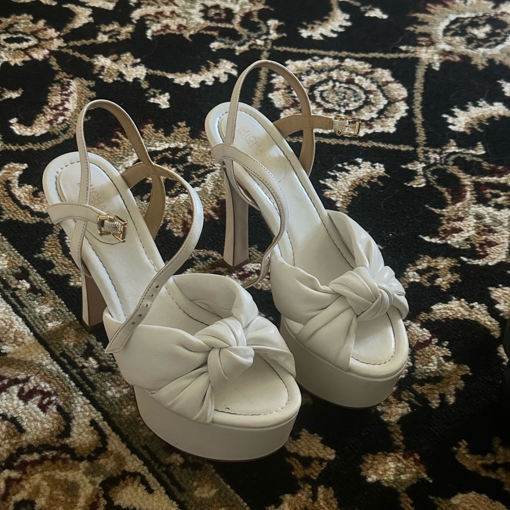 Michael Kors White Platform High Heel Sandals